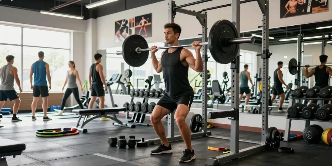 Anabolika Shop - Athlet im Fitnessstudio hebt Gewichte mit optimaler Technik und motivierender Umgebung.