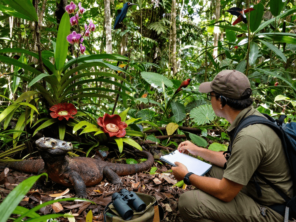 Explore the biodiversity of Indonesia with rokok88 through vibrant rainforest scenes showcasing unique flora and fauna.