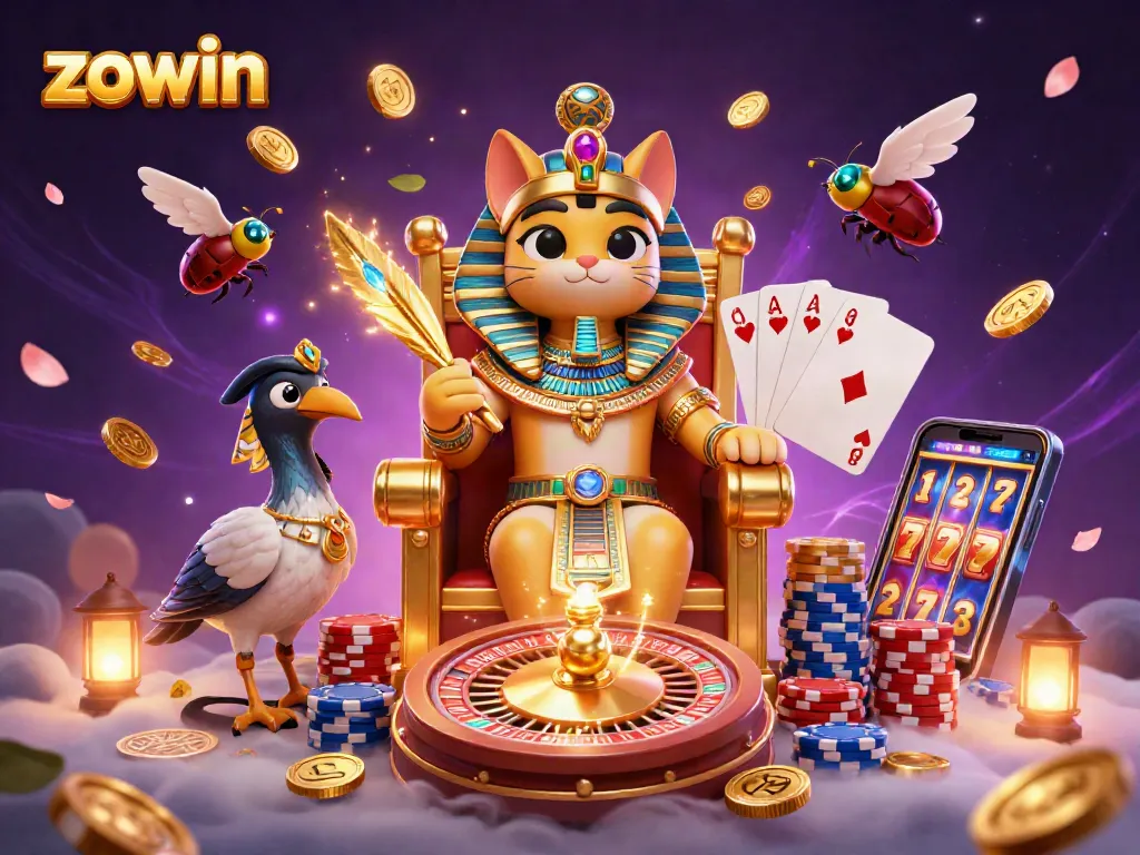 Experience exhilarating gameplay with zowin in this ultra-detailed casino scene featuring vibrant elements.