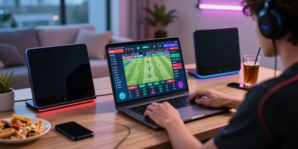 Engaging online betting experience at https://uk88win.org/ with sports odds displayed on a laptop.