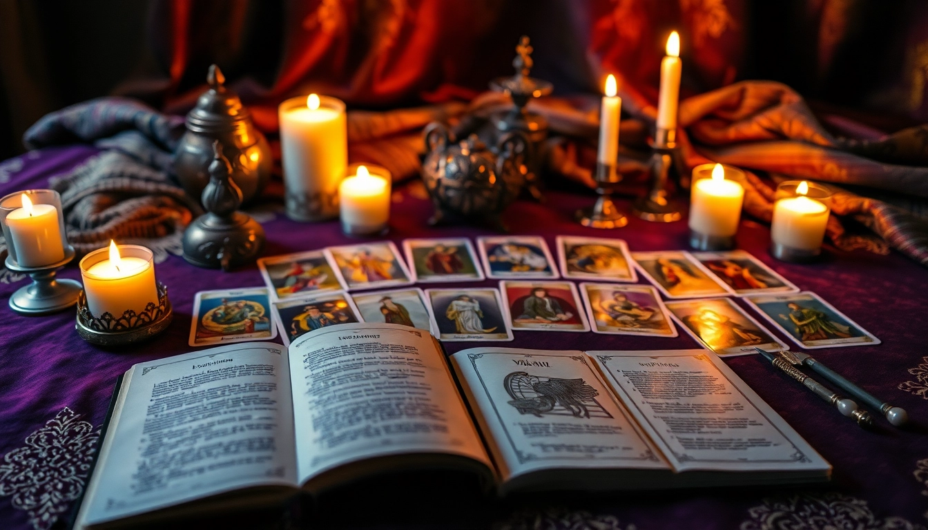 Die tarotkarten bedeutung in einer einladenden Leseumgebung mit warmem Kerzenlicht.