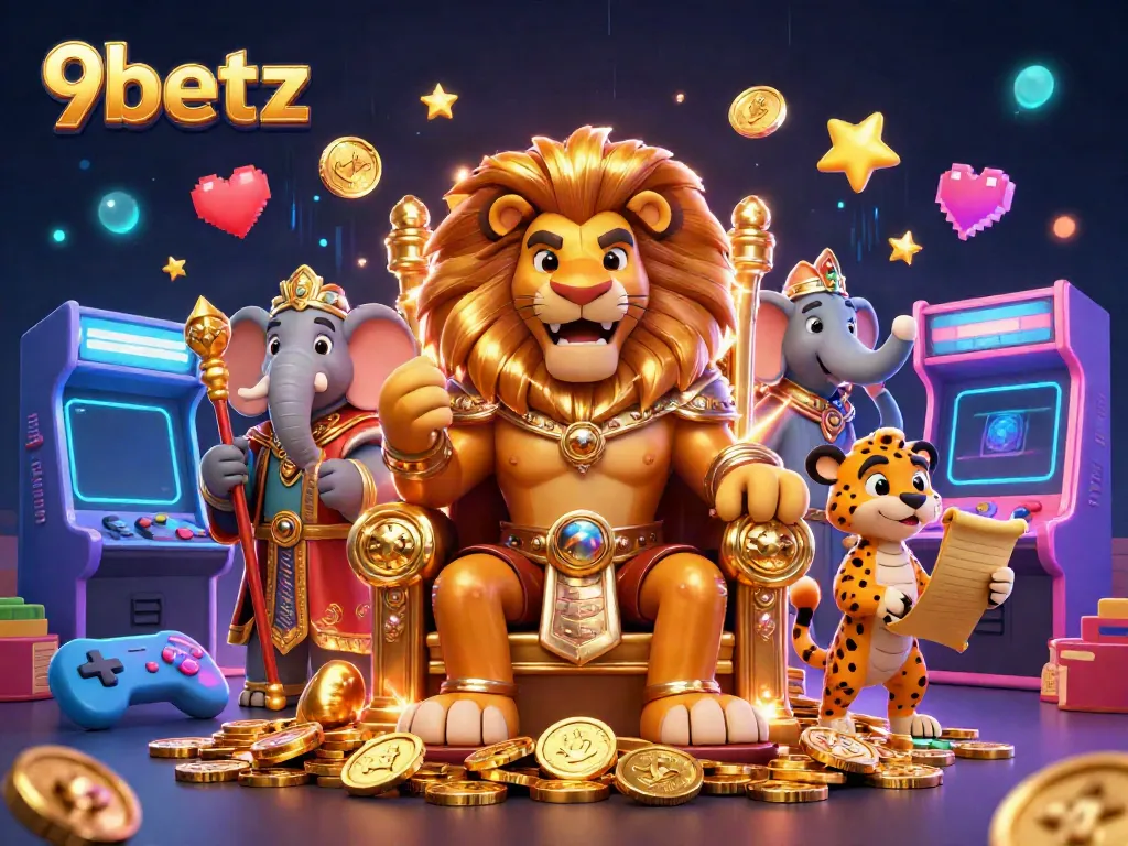 Experience thrilling gameplay at 9betz with a vibrant 3D casino scene featuring iconic characters.