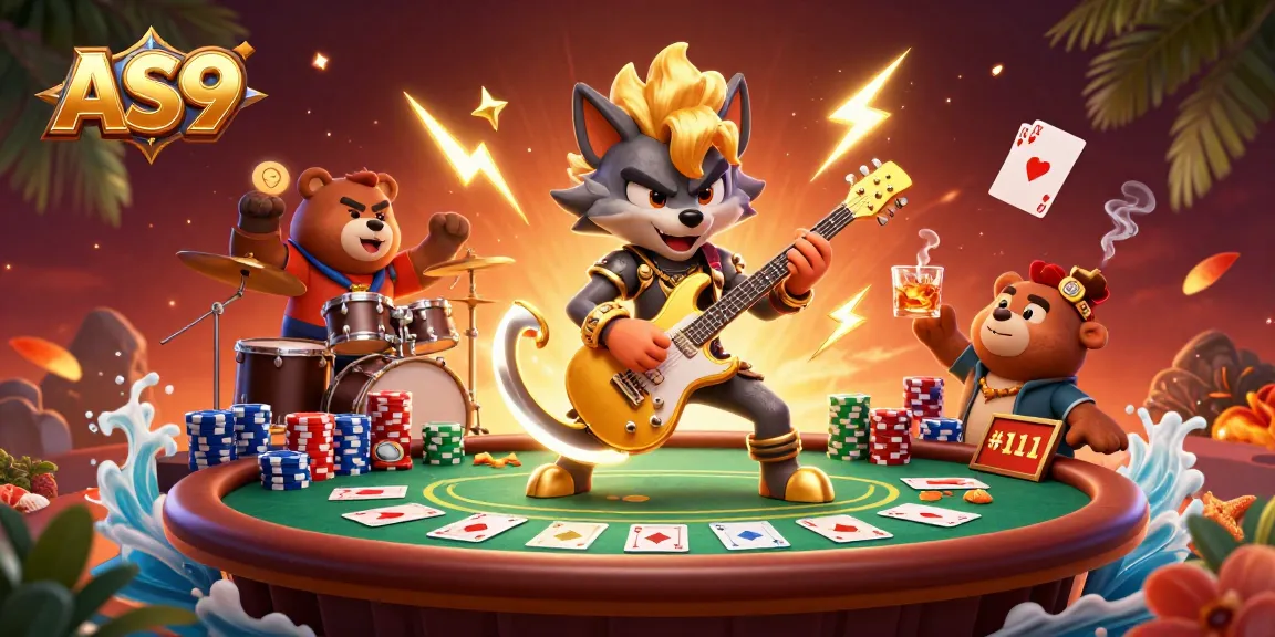 Engage with AS9 and experience thrilling poker moments featuring a rock star wolf band.
