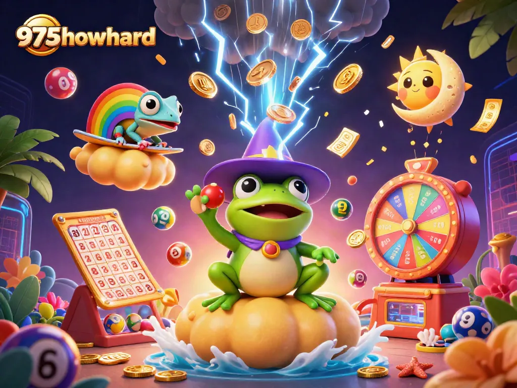 Experience exciting wins at 975howard with colorful lottery elements and animated characters.