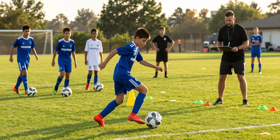 Fußball kaufen: Kinder trainieren mit hochwertigen Mantom Fußbällen auf dem grünen Platz.